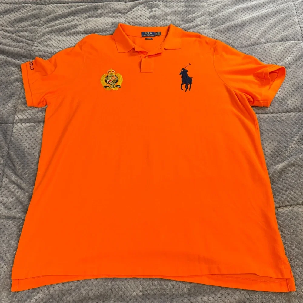 Polo Ralph Lauren Mens XXL Orange Big Pony Crest Classic Fit Polo Shirt - Picture 2 of 8